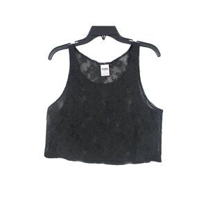 Victorias Secret Pink Womens Black Lace Crop Tank Top Size - XS